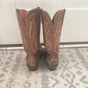 Brown Embroidered Heeled Boots